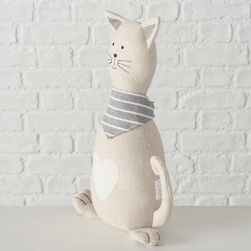 Cat Door Stops, Set of 2, Grey and White Woven Fabric, Black Embroidery Cotton, Linen, Polyester, & Filling, Weighted Prop, 12.5 Inches, 2.75 lbs. (Not a Toy) - color: Cats, Grey and White