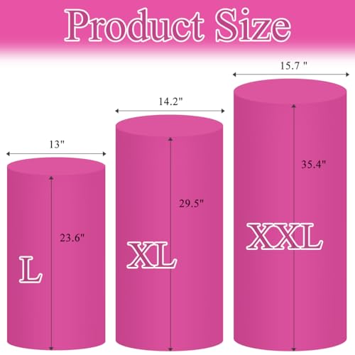 Socomi Cylinder Pedestal Stand Covers Spandex Flexible Display Box Stand Covers for Birthday Party Wedding Baby Shower Decoration- Only Stand Covers Included Set of 3 Fuchsia - color: Fuchsia, size: Set of 3