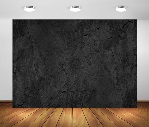 BELECO 8x6ft Fabric Abstract Black Wall Backdrop Dark Concrete Wall Rock Texture Background for Party Decorations Banner Photo Booth Shoot Studio Props - size: 8x6FT