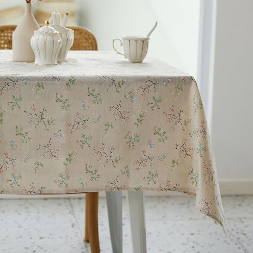 YiHomer Pastoral Rectangle Tablecloth - 60 x 84 Inch Table Cloth - Washable Table Cover with Dust-Proof Wrinkle Resistant for Restaurant, Picnic, Bistro, Indoor and Outdoor Dining, Gardenia - color: C - Floral (Gardenia), size: 84" x 60" (Rectangular)