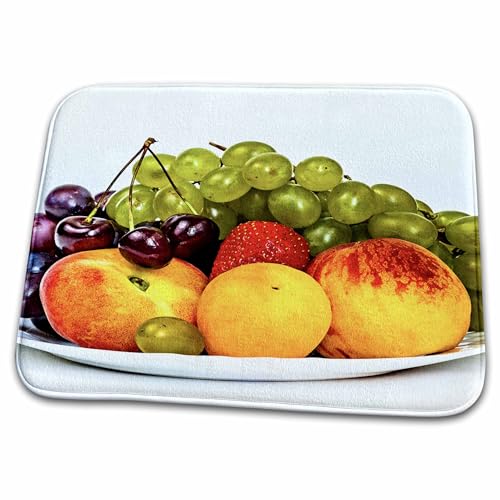 3dRose Bathroom Bath Rug Mat - Colorful Summer Fruits on a White Plate, White Background Alexis Photography - Food Fruit Mix