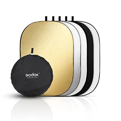 Godox 35"x47"/90x120cm Collapsible Photography Light Reflector, 5-in-1 Oval Multi Disc Diffuser with Carrying Bag - Gold, Silver, Black, White, Translucent for Video Studio Outdoor Lighting - size: 35"x47"/90x120cm