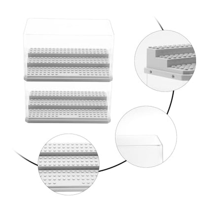 Acrylic Minifigure Display Case Stackable Action Figures Blocks Display Box, Clear Dustproof Display Case Box for Lego Lovers - color: Grey, size: Medium 2 Pack