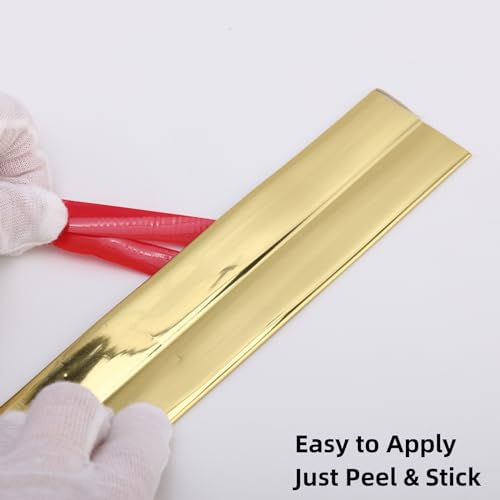 Trimold Multifunctional Wall Molding Trim & Corner Guards & Caulk Strip, Apply in Table Edge Door Frame Baseboard for Protection and Decoration, Shiny Gold, 16.4ft x 0.8in - color: Shiny Gold, size: 16.4ft x 0.8in
