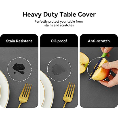 Romanstile 100% Waterproof PVC Tablecloth, Rectangle Oil Spill Proof Stain Resistant Vinyl Table Cloth, Wipe Clean Plastic Table Covers for Kitchen/Dining/Parties - 60 x 102 Inch, Dark Grey - color: Dark Grey, size: 60" x 102" (Rectangular)