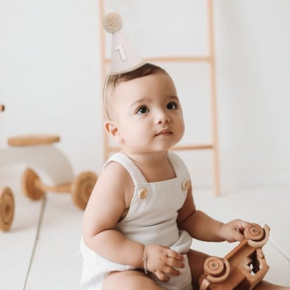 Boho First Birthday Hat-Natural 1st Birthday Boho Decorations,One Birthday Costume Headwear,Cake Smash Photo Prop - color: Beige