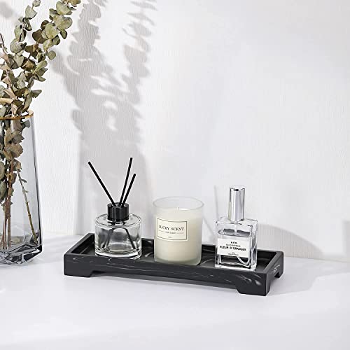 Luxspire Resin Vanity Tray, Bathroom Tray Toilet Tank Storage Tray, 11 x 4 inch Kitchen Sink Trays, Vanity Countertop Organizer for Candles Soap Towel Perfume Holder Jewelry Dish Decor, Ink Black - color: A - Ink, style: Small