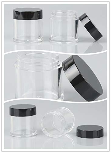 XICHEN (24 Pieces) 10G/10ML Clear Plastic Cosmetic Round Container Jars with BLACK Lids