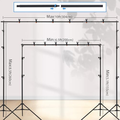 Backdrop Stand, 8.5x10ft(2.6x3m) Photo Studio Adjustable Background Stand Support Kit with 5 Crossbars, 6 Backdrop Clamps and and Carrying Bag for for Photo Video Shooting, Parties, Wedding - size: 8.5x10ft Backdrop Stand