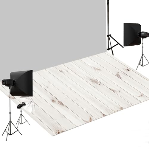 Kate White Wood Photography Mat Non-Slip Rubber Floor Backdrop for Studio Product Photography, Flat Lay & Video Shooting, Crush-Resistant Reusable Surface for Photographers 5x4ft - color: White Wood, size: 5x4ft