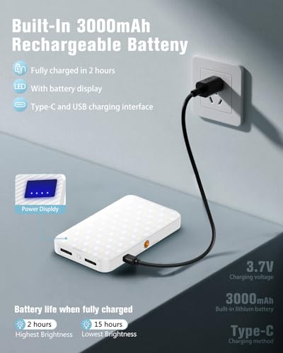 168 LED Portable Selfie Light Video Conference Light with Front & Back Clip, Rechargeable 3 Light Modes for Phone, iPhone, Android, iPad, Camera, Laptop, Makeup, Tiktok, Vlog(White) - color: White