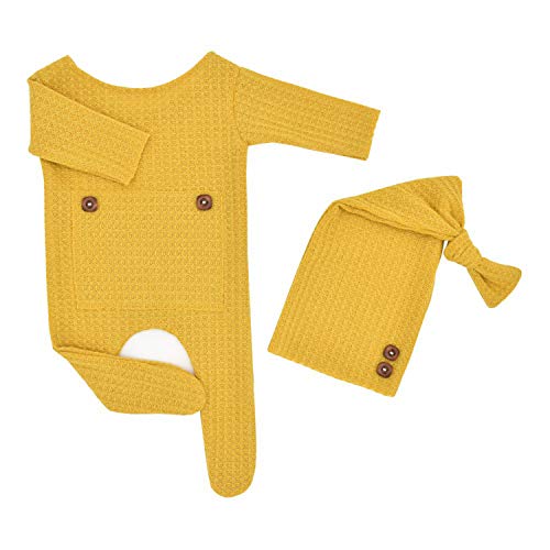 Zeroest Newborn Photography Props Boy Outfits Baby Photo Props Outfit Newborn Boy Photo Shoot Hat Set (Ginger) - color: Ginger