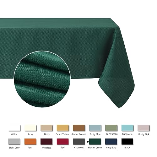 maxmill Jacquard Square Tablecloth Stain Resistant Spillproof Wrinkle Free Washable Soft Table Cloth, Fabric Table Cover for Dining Room, Indoor and Outdoor Use, 52 x 52 Inch, Hunter Green - color: Nova Hunter Green, size: 52" x 52" (Square)