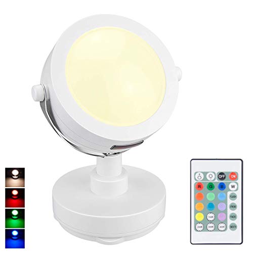 LED Accent Lights Battery Operated,Dimmable Picture Light with Remote,12 Color Changing Art Lights,Cordless Puck Light with 360°Rotate Lighting Head,Stick on Spotlight for Dartboard, Painting - color: 1 Pack