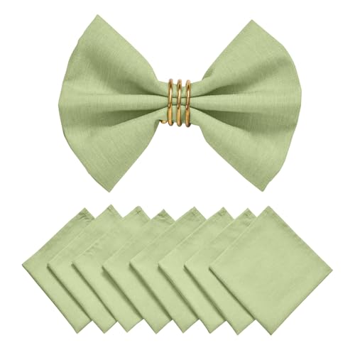 Cloth Napkin Set of 8 Square Washable Reusable Linen Fabric Polyester for Kitchen Dinner Dining Restaurants Wedding Party Banquet Table(Mint Green/17x17 Inch) - color: Mint Green