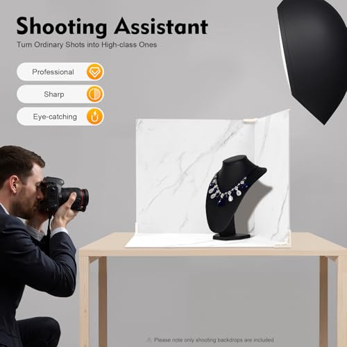 Shooting Backdrops, 3PCS 2 in 1 Photo Backdrop Boards 24x24 Inch Double Sided Marble Cement Texture Photography Backdrop Boards for Desktop Shooting Product Photography Background