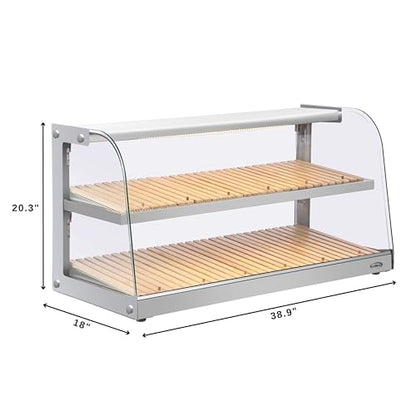 KoolMore 40 in. Glass Countertop Dry Bakery Display Case with Two Shelves and Bamboo Trays - size: 40 in. / 5.3 cu. ft. - 2 Shelves