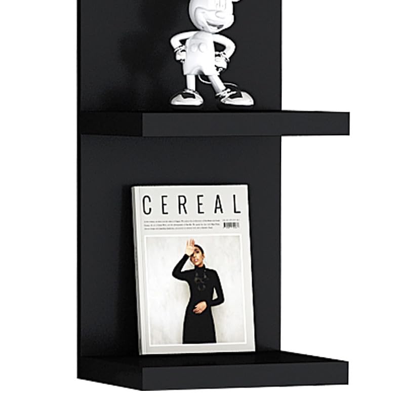 LitaEther Versatile 7 Tier Wall Shelf Unit,Black Lack Wall Shelf,Display Floating Shelf with LED Remote Control Light - color: Black, size: 7 Tier