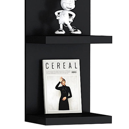 LitaEther Versatile 7 Tier Wall Shelf Unit,Black Lack Wall Shelf,Display Floating Shelf with LED Remote Control Light - color: Black, size: 7 Tier