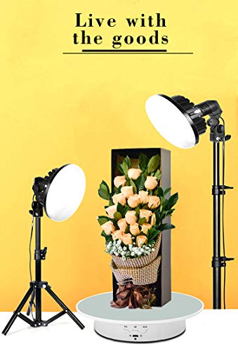 JAYEGT Motorized Rotating Display Stand, 7.87inch /17.6lbs Load, 360 Degree Electric Rotating Turntable for Photography Products, Jewelry, Cake,3D Model , Mirror Cover (White/Button Control) - color: White