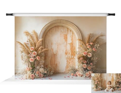 Kate Mother's Day Spring Boho Arch Wall Floral Backdrop Photo Background Studio Props,7x5ft - size: 7x5ft