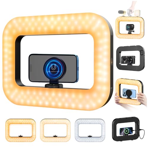 yAyusi Magnetic Cell Phone Light for Video Recording, Handheld Phone Stabilizer with Light, 8000mAh LED Selfie Phone Ring Light with Phone Holder, Smartphone Video Rig for Camera, Vlog, TikTok - size: Magnetic