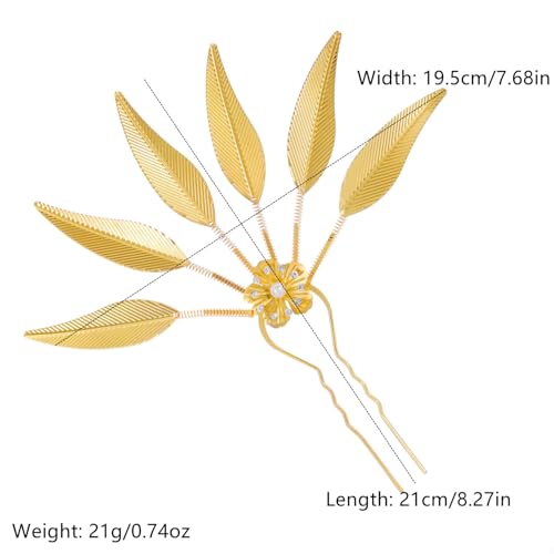 Lureme Thai Ethnic Hairpieces Alloy Leaf Hairpin with Rhinestones Hair Accessories for Women(hb000015-2) - color: gold with crystal strass