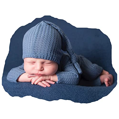 Zeroest Newborn Photography Props Boy Outfits Baby Photo Props Outfit Newborn Boy Photo Shoot Hat Set (Blue) - color: Blue