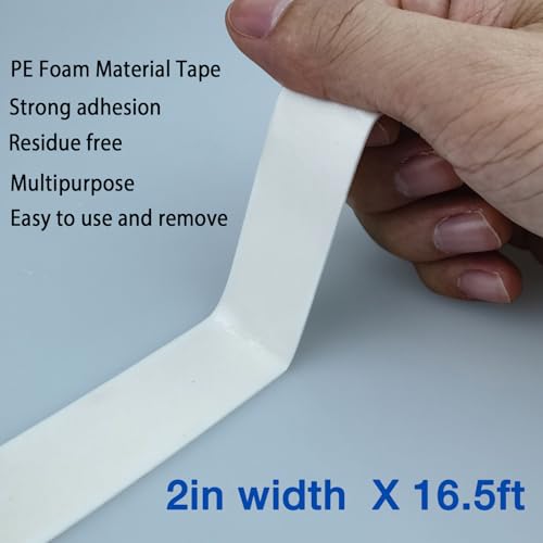 3M Double Sided Tape 2in x 16.5ft, Mounting Tape Heavy Duty, Removeable PE Foam Tape Strips, Strong Adhesive Tape Waterproof Free Damage for Paint Wall Picture Hanging Poster - size: 2in x 16.5ft