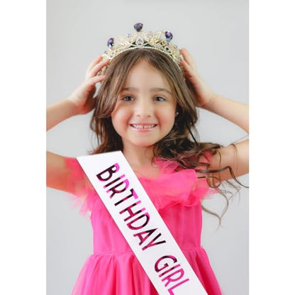 CIEHER Birthday Girl Sash for Women and Girls - Customizable 67" L x 3.6" W Sash for 10th, 13th, 16th, 18th, 21st, 30th, 40th, 50th, 60th Birthdays - color: White & Rose Pink