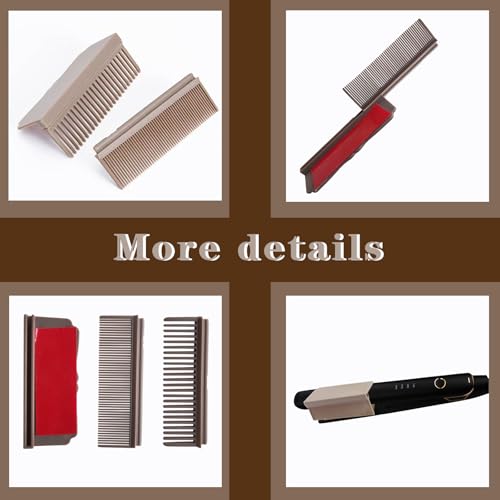 Flat Iron Comb Attachment, Removable Hair Straightener, for Black Hair, Professional or Home Use Compact Straightening Styling Tool (Brown)