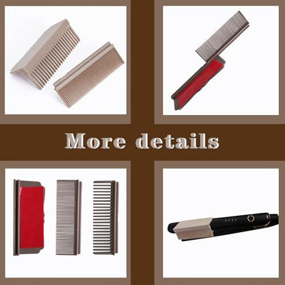 Flat Iron Comb Attachment, Removable Hair Straightener, for Black Hair, Professional or Home Use Compact Straightening Styling Tool (Brown)