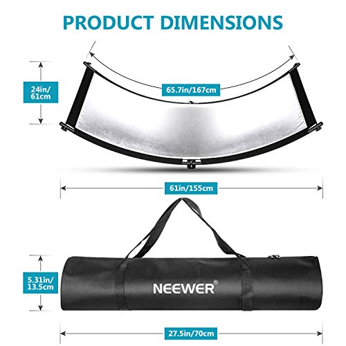 Neewer U-Type Light Diffuser Reflector for Studio and Photography Situation with Carrying Case, Arclight Curved Reflector 167 x 61 cm in Black/White/Gold/Silver (Light Stand Not Included) - size: 65.7 x 24 in