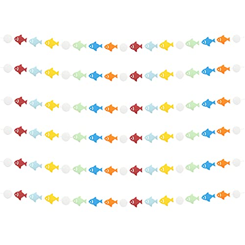 Lauthen.S Colorful Fish Garland, 6pcs Fish Dot Circles Paper Garland Decorations for Birthday Backdrop Ocean Themed Baby Shower Party Supplies Classroom Home Decor(Colorful) - color: Colorful Fishes & Dot Circles