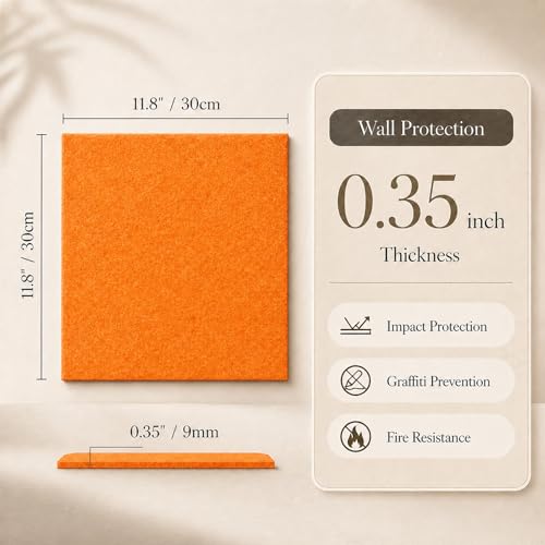 Large Cork Boards for Walls – 36" x 24" Self Adhesive Felt Wall Tiles, Ideal for Office Bulletin Board, Easy to Install Pin Board Photo Board - color: Vibrant Orange, size: 24" X 36"