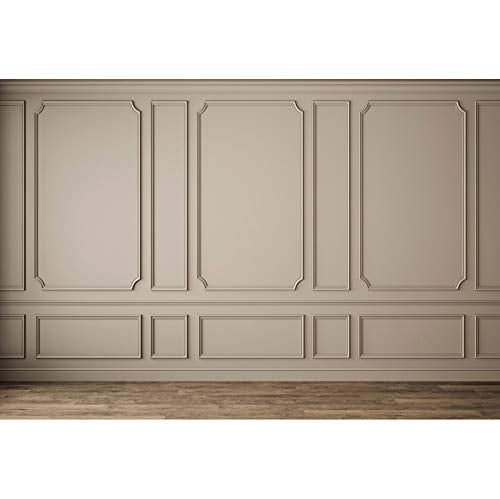 10x7ft Modern Classic Gray Panels Backdrop Vintage Interior Wood Floor Photography Background for Photographer Photo Empty Room Architectural Houses Flats Interior Decor Vinyl Studio Props - size: 10x7ft