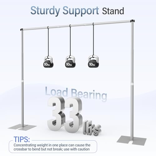 EMART Heavy Duty Backdrop Stand, 10x12Ft Adjustable Pipe and Drape kit with 9.26 LBS Steel Flat Base, Sturdy Metal Diy Photo Background Frame for Parties, Events, Wedding, Photography - Silver - color: Silver, size: 10x12FT