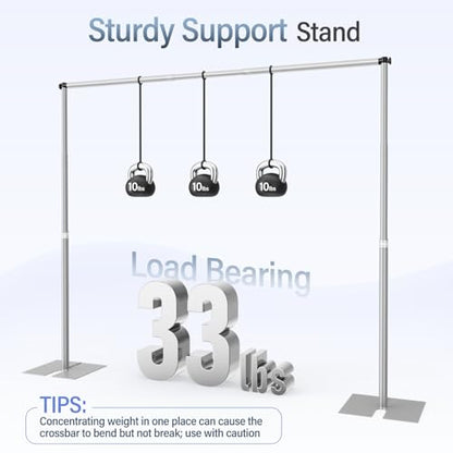 EMART Heavy Duty Backdrop Stand, 10x10Ft Adjustable Pipe and Drape kit with 9.26 LBS Steel Flat Base, Sturdy Metal Diy Photo Background Frame for Parties, Events, Wedding, Photography - Silver - color: Silver, size: 10x10FT