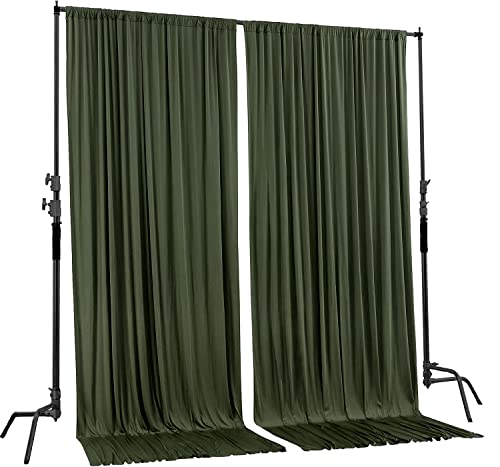 AK TRADING CO. 10 feet x 8 feet IFR Polyester Backdrop Drapes Curtains Panels with Rod Pockets - Wedding Ceremony Party Home Window Decorations - Olive Green - color: Olive Green, size: 10 ft x 8 ft
