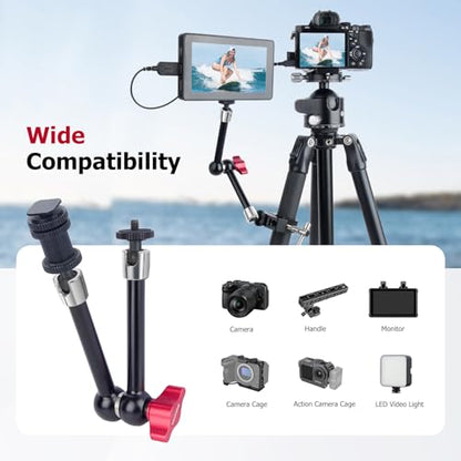 11" Pro Cold Shoe Magic Arm, Extra-Long Adjustable Friction Arm with 1/4" Screw for Teleprompter, Ring Light, Camera Rig – Live Stream Filmaking-87003 - size: 11" Magic Arm