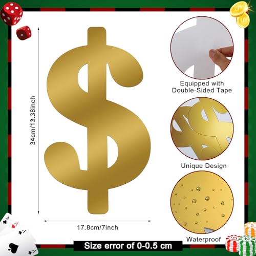 8 Pcs Dollar Themed Party Decorations 13. 4'' Glitter Dollar Birthday Decor Money Investment Bachelorette Foil Cutout for Us Dollar Sign Money Party Casino Night Supplies