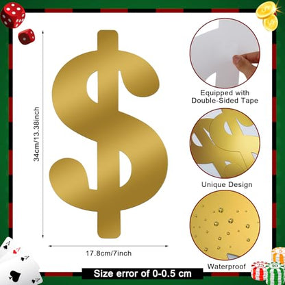 8 Pcs Dollar Themed Party Decorations 13. 4'' Glitter Dollar Birthday Decor Money Investment Bachelorette Foil Cutout for Us Dollar Sign Money Party Casino Night Supplies
