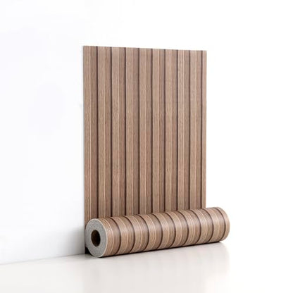 Peel and Stick PVC Slat Wall Panels, Wood Grain Self-Adhesive Soundproof Paneling, 3D Faux Wood Panels for Bedroom Bathroom Walls & Ceilings 118"x15.75"(Light Walnut,13Sq.ft) - color: Light Walnut
