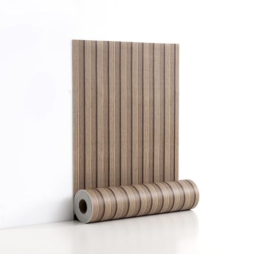 Peel and Stick PVC Slat Wall Panels, Wood Grain Self-Adhesive Soundproof Paneling, 3D Faux Wood Panels for Bedroom Bathroom Walls & Ceilings 118"x15.75"(Light Walnut,13Sq.ft) - color: Light Walnut
