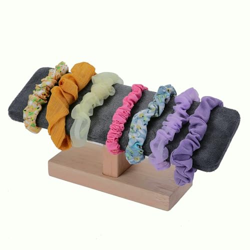 Wooden Watches Display tower Base Watch Necklace Bracelet Organizer Rack Bangle Scrunchie Headband Showcase tower (Dark Grey Suede, Flat single-layer) - color: Flat Suede Dark Gray