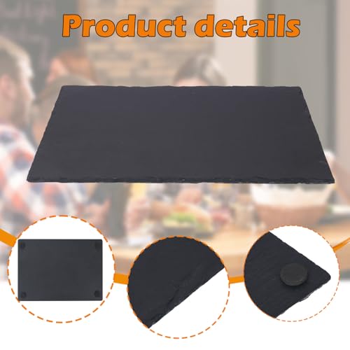 6 Pack 12 x 10 Inch Slate Cheese Boards, Black Rectangle Slate Charcuterie Boards, Natural Charcuterie Stone Plates for Parties, Gifts, and Special Events, Cheese, Sushi, Food. - size: 6 Pack 12 X 10 Inch