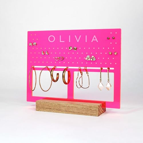 Personalized Acrylic Jewelry Stand Organizer Rack for Necklace, Earrings, Bracelets, Rings, Accessories, Valentine's Day Gift, Girlfriend Gifts, Gifts for Girls (Hoops)