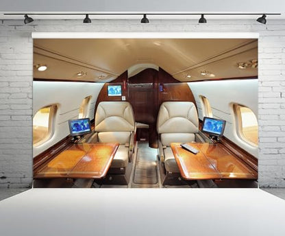 10x6.5ft Airplane Backdrop Airplane First-Class Cabin Interior Seats Photo Background for Plane Theme Party Decor Baby Shower Birthday Business World Travel YouTube Photo Studio Props - size: 10x6.5ft