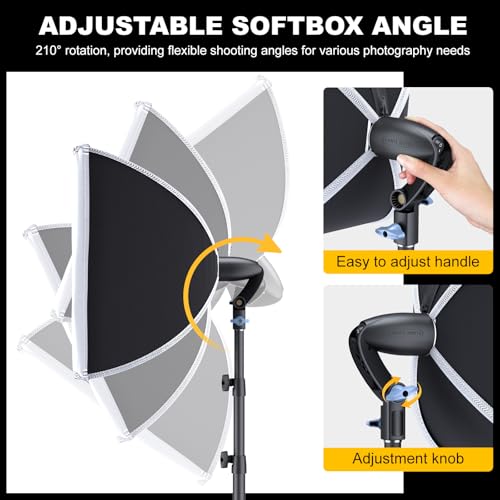 LINCO Lincostore Softbox Photography Lighting Kit 16'' x 16'' Professional Softbox Lighting Kit with 85W 3000-6500K LED Bulbs, Studio Lights for Photography/Video Recording/Live Streaming AM319