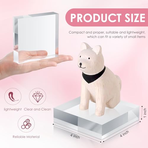 Remerry 8 Pieces Acrylic Display Block 4 x 4 x 1 Inch Clear Polished Acrylic Square Display Cube Block Stand Holder for Rings Jewelry Ornaments - size: 4 x 4 x 1 Inch